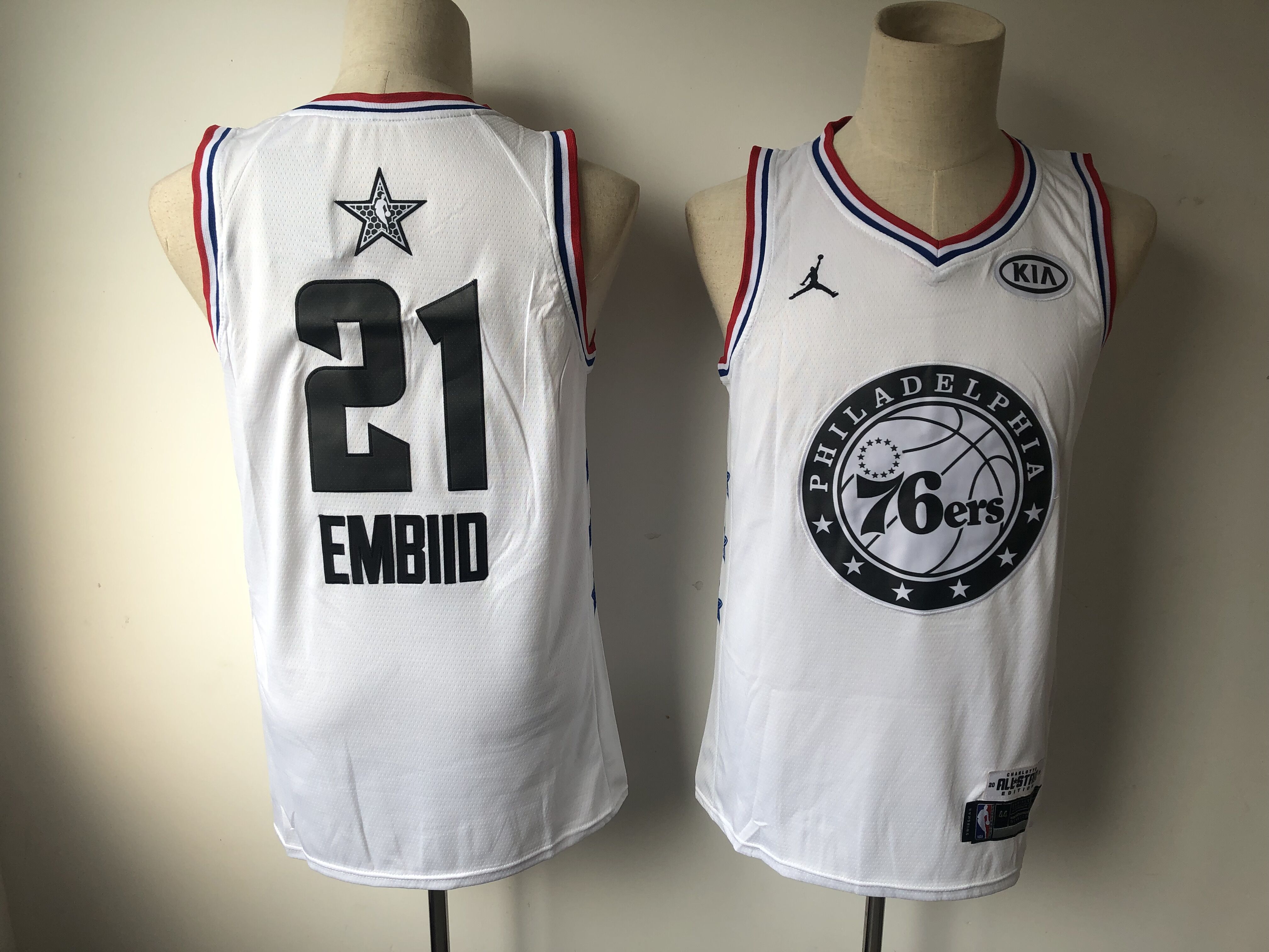 Men Philadelphia 76ers #21 Embiid White 2019 All Star NBA Jerseys